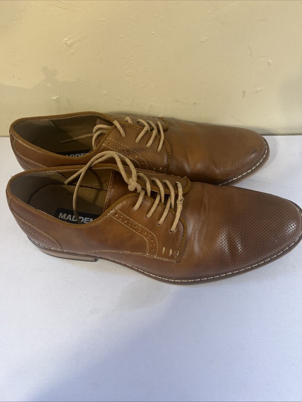 Madden Mens Bobby Brown Round Toe Lace-Up Oxford Dress Shoes Size 9.5 Men’s